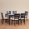 Home Centre 6 Seater Montoya Solid Wood Dining Set with 6 Chairs | Solid Wood Dining Table Sets for Dining Room|(Brown) 1 Year Warranty