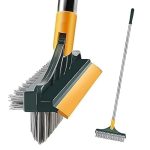 Vasukie 3 in 1 Bathroom Cleaning Brush with Wiper Tiles Cleaning Brush Floor Scrub Bathroom Brush with Long Handle 120° Rotate Bathroom Floor Cleaning Accessories Brush (Yellow) CRPL