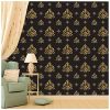 PAPER PLANE DESIGN Black and Golden Self-Adhesive Waterproof Wallpaper for Wall Decor (10 Square Feet (16 x 90 Inch x 1 Roll))
