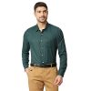 HammerSmith Mens Solid Slim Fit Cotton Blend Formal Shirt with Spread Collar and Long Sleeves Dark Green