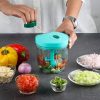 Cello Magic Hand Chopper XL | Multi Utility Chopper | 5 Stainless Steel Blades | Vegetable and Fruits chopper | 15 Cuts One Pull | (Chopper, Blade, Whipper) | 900 ml| Green