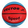 Vector X 8 Panel Speed Rubber Moulded Indoor/Outdoor Basketball with Butyl Bladder, Red-Sky Blue, Size: 7 (Suitable for Practice/Match/Training) + Free Air Needle