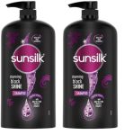 Sunsilk Stunning Black Shine Shampoo, With Amla+Oil, Pearl Protein & Vitamin E For Long Lasting Shine, 1 Ltr (Pack of 2)