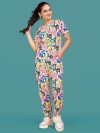 Hercill Women Self Design Multicolor Top & Pyjama Set