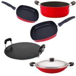 Nirlon Non-Stick PFOA Free Stain Resistance Non-Induction Kitchenware Essential Item Set with Bakelite Handle