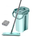 STELLIX Moppers for Cleaning Floor| Mop Bucket for Home & Kitchen| Flat Mop with Telescopic Mopping Stick| Floor Cleaners Pocha Mob for Wet & Dry Cleaning Supplies with 2 Microfiber Pad| Large Green