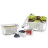 Steelo SoFresh Plastic Fridge Food Storage Containers Set – Air Tight, Drain Baskets – Refrigerator Organizers – Fruits & Vegetable Containers With Lid – Clear – Pack Of 3, 480 ML, 1700 ML, 4500 ML