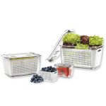 Steelo SoFresh Plastic Fridge Food Storage Containers Set – Air Tight, Drain Baskets – Refrigerator Organizers – Fruits & Vegetable Containers With Lid – Clear – Pack Of 3, 480 ML, 1700 ML, 4500 ML