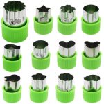 12Pcs Cookie Cutter Shapes Set – Stainless Steel Vegetable & Fruit Cutters for Baking, Cooking, Sandwiches, Pastry Molds, Food Decoration – Kids Friendly Kitchen Tool