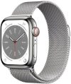 Apple Watch Series 8 GPS + Cellular with ECG app, Temperature sensor, Crash Detection(Silver Milanese Strap, Regular)