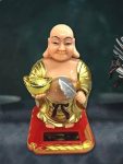 Market Flow Supplies Solar Powered Laughing Buddha for Car Dashboard Elegant Addition to Lifestyle Decorative Showpiece – 10.16 cm (Plastic, Multicolor)