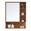 MAMTA DECORATION Engineered Wood Wall Mount Dressing Table Mirror with Storage for Living Room Bedroom (Brown)