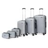 V by Verage Megatron Family Set of 6 Pcs | Set of 3 Trolley Bag (20″/24″/28″)| Set of 3 Vanity Cases (8″/10″/13″) Lightweight – Recyclable Polypropylene, Smooth Glide 8 Wheels (6, Silver)