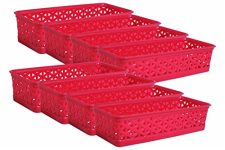 Wonder Plastic Prime Alexa 9 Multipurpose Tokri for Drawer Dividers/Storage Tokri, Set of 8 Pcs, Red Color