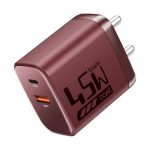 boAt 45W Gan Smartphone Charger, 2 Output Ports, PD, PPS & QC 3.0, Gan Chip Tech, Auto-Detect, Compact & Lightweight, Heat & Corrosion Resistant, Smart IC Protection, Lightweight 2 Pin(Monarch Red)