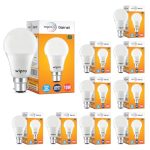wipro Garnet 10W LED Bulb for Home & Office |Cool Day White (6500K) | B22 Base|220 degree Light coverage |4Kv Surge Protection |400V High Voltage Protection |Energy Efficient | Pack of 10