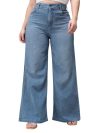 Miss Chase A+ Women’s Wide-Leg High Rise Regular Length Stretchable Shaping Denim Jeans (APAW24DEN86-96-337-26, Pacific Blue, 26)