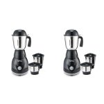 Lifelong LLMG23 Power Pro 500-Watt Mixer Grinder with 3 Jars (Liquidizing, Wet Grinding and Chutney Jar), Stainless Steel blades, 1 Year Warranty (Black) (Pack of 2)