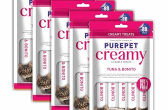 PUREPET Creamy Lickable Cat Treats, Tuna & Bonito, Pack of 1 X 75 G, Pack for All Life Stages (75g *5 Pouches =375 g)