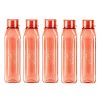 MILTON Prime 1000 Pet Water Bottle, Set of 5, 1 Litre Each, Red, Reusable Plastic Fridge Bottle Set, BPA Free and Leak Proof Waterbottles for School, Travel, Work