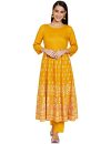 Amazon Brand – Tavasya Women’s Rayon Kurta Set (Pag 121_Ochre_S)