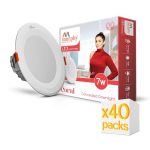 Murphy 7W Coral LED Concealed Ceiling Panel Light with 2-Year Warranty | Warm White Round Recessed Downlight for 3-Inch Concealed Box | BIS Approved | Pack of 40