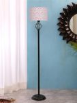Devansh Printed Cotton Drum Spiral Iron Basket Floor Lamp -15 (12×56.7inches)