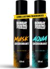 BOMBAY SHAVING COMPANY Fresh Aqua & Intense Musk 120ml x 2 Combo Deodorant Luxury Deodorant Spray  –  For Men & Women(240 ml, Pack of 2)