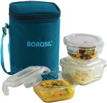 BOROSIL Teal Bag, 3 Pc (320 ml x 2 + 240ml x 1 ), Office Tiifin 3 Containers Lunch Box(880 ml)