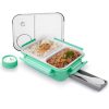 ATTRO Smart 2 Compartment Lunch Box with Small Container Spoon & Fork Included Snap Lock Design Leak-Proof BPA Free Food Grade- 750ml Mint Green, Plastic