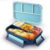 ATTRO Gourmet 4 Compartment Lunch Box Portable Meal Organizer for Office, School BPA-Free, Food Grade, Freezersafe, Microwave & Oven Safe 1000ml Blue, Plastic