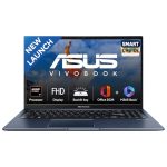 ASUS Vivobook 15, Smartchoice, AMD Ryzen 7 5825U, 16GB RAM, 512GB SSD, FHD 15.6″, Windows 11, Office Home 2024, Quiet Blue, 1.7Kg, M1502YA-BQ703WS, AMD Radeon iGPU, M365 Basic (1Year)*, 42Whr Laptop
