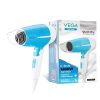 Vega U Style 1400-1600W Foldable Hair Dryer for Women & Men with Cool Shot Button, 2 Speed/3 Heat Settings, Detachable Nozzle, Travel Friendly, Fast Hair Drying, (VHDH-32)