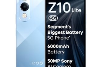 iQOO Z10 Lite 5G (Titanium Blue, 6GB RAM, 128GB Storage) | 6000 mAh Battery | Dimensity 6300 5G Processor with 433K+* AnTuTu Score | IP64 Rated & Military Grade Shock-Resistance*