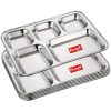 Parage 6 Pieces Stainless Steel 5- Compartment Thali Set/Dinnerware/Dinner Plate Set/ 5 in 1 Partition Thali/Kitchenware for Home, Restaurants, Family Use, Bhojan Thali (Silver)
