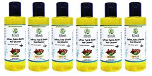 Khadi Natural Herbal Saffron, Tulsi and Reetha Shampoo (Yellow, 1260 ml)- 6 count