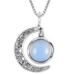 GIVA 925 Silver Oxidised Silver Moonstone Crescent Pendant with Box Chain | Gifts for Girlfriend, Gifts for Women and Girls |With Certificate of Authenticity and 925 Stamp | 6 Month Warranty