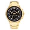 Tommy Hilfiger Sienna Quartz Multifunction Black Dial Gold Stainless Steel Strap Watch for Women