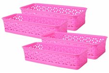 Wonder Homeware Alexa 9 Multipurpose Tokri for Drawer Dividers/Storage Tokri, Set of 4 Pcs, Pink Color