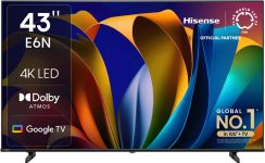 Hisense E6N 108 cm (43 inch) Ultra HD (4K) LED Smart Google TV with Dolby Vision Atmos, Dts Virtual X and 4K AI Upscaler(43E6N)