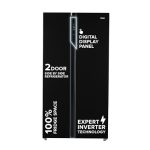 Haier 602L 3Star 2 Door Side by Side Frost Free Refrigerator|100% Convertible|Expert Inverter Technology|Digital Display Panel|Triple Twist Ice Maker|Deo Fresh Technology (HRS-682KS, Black Steel)