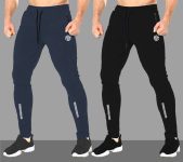 FLYZEN Self Design Men Black, Grey Track Pants