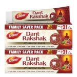 Dabur Dant Rakshak Ayurvedic Toothpaste – 700g (175g x 4) | With Goodness Of 32 Ayurvedic Herbs | Prevents & Calms Gum Pain | Kills Germs | Complete Family Toothpaste | No Added Fluorides & Parabens