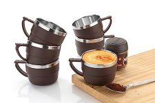 OLMARTT KITCHENWARE Tea & Coffee Cup Set, Unbreakable with Insulated Steel(Pack of 2,Brown)