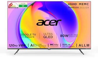 acer 109 cm (43 inches) Super Series 4K Ultra HD Smart QLED Google TV AR43QDXGU2875AT (Black)
