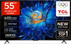 TCL C6KS 139 cm (55 inch) Ultra HD (4K) Mini LED Smart Google TV 2025 Edition with High HDR Brightness | 312+ Dimming Zones | AiPQ Processor | Dolby Vision- Atmos 40 W | ONKYO 2.1 Hi-Fi System | IMAX Enhanced(55C6KS)