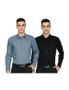 Amazon Brand – Symbol Men’s Solid Regular Fit Full Sleeve Formal Shirt (Combo Pack of 2) (SS18-SMFS-196_Black & D.Green_42)