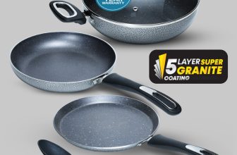 IMPEX Nonstick Granite Festival GiftMFKT 5 Layer Super Granite Induction Bottom Non-Stick Coated Cookware Set(Aluminium, 6 – Piece)