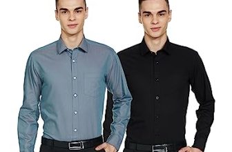 Amazon Brand – Symbol Men’s 100% Cotton Regular Fit Formal Shirt (Pack of 2) Black & D.Green 40