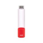 Fuze Borosilicate Glass Bottles with Aniti-Skid Silicone Sleeve | Perfect For Collge, Work & Commute | Borosilicate Glass Bottles (Red) – Pack of 2